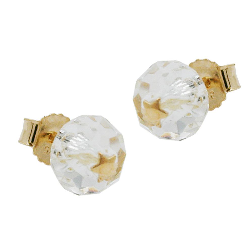 stud earrings crystal white star 14k gold