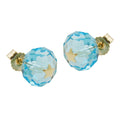 stud earrings crystal aqua star 14k gold
