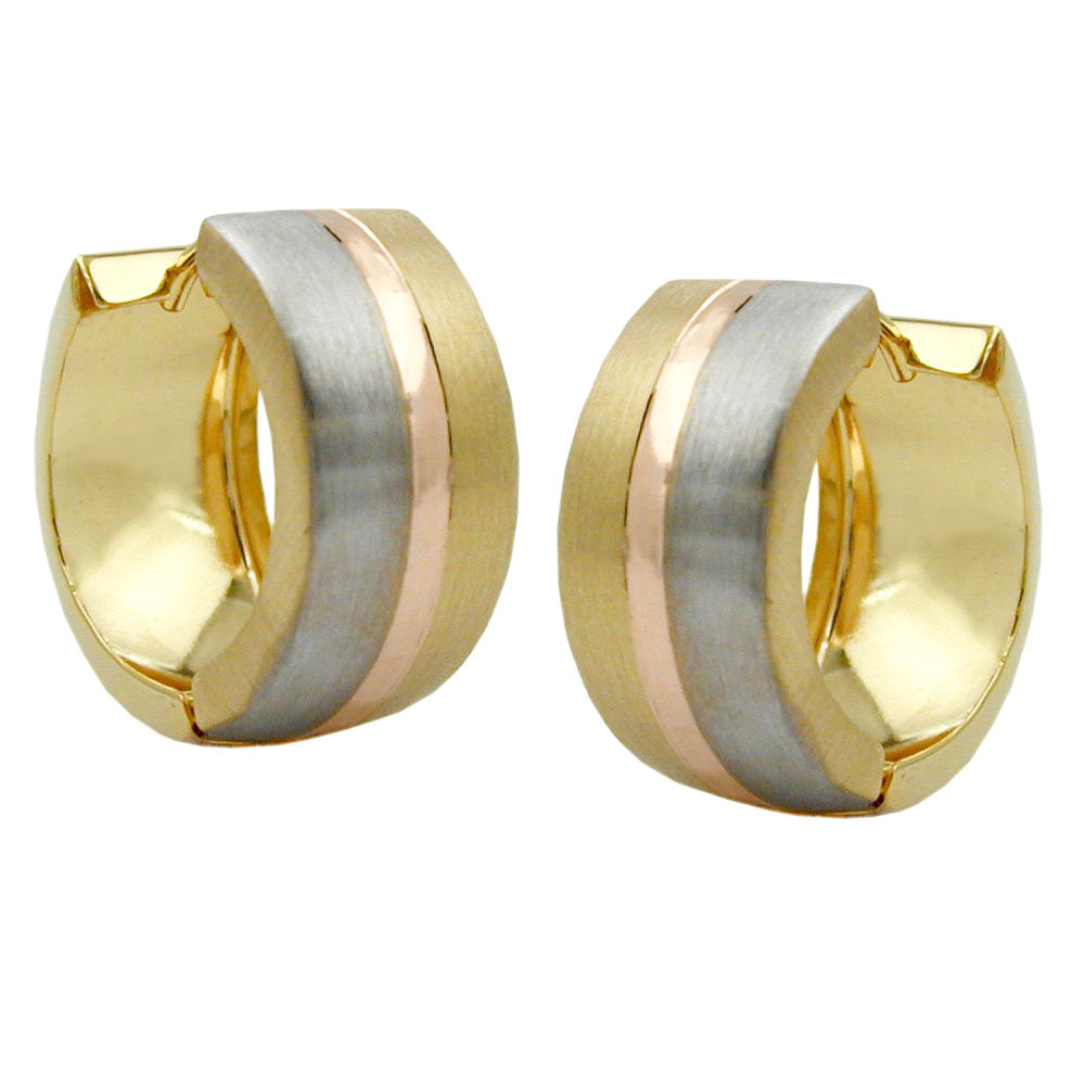 hoop earrings tricolor matt 9k gold