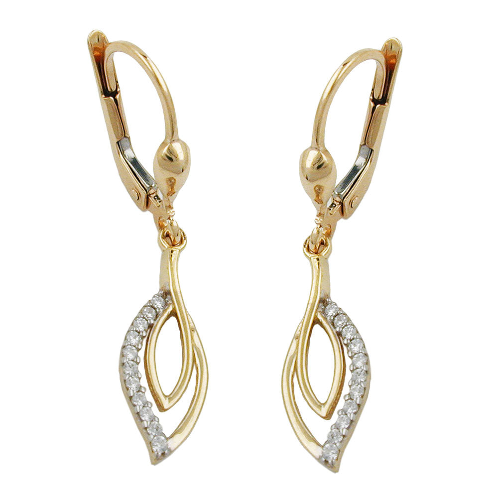 leverback earrings zirconias 9k gold