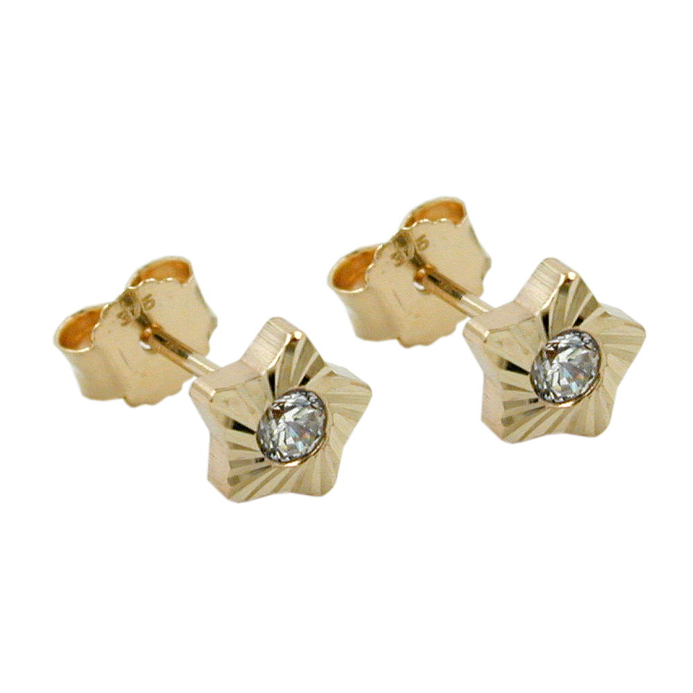 earrings studs star zirconia 9k gold