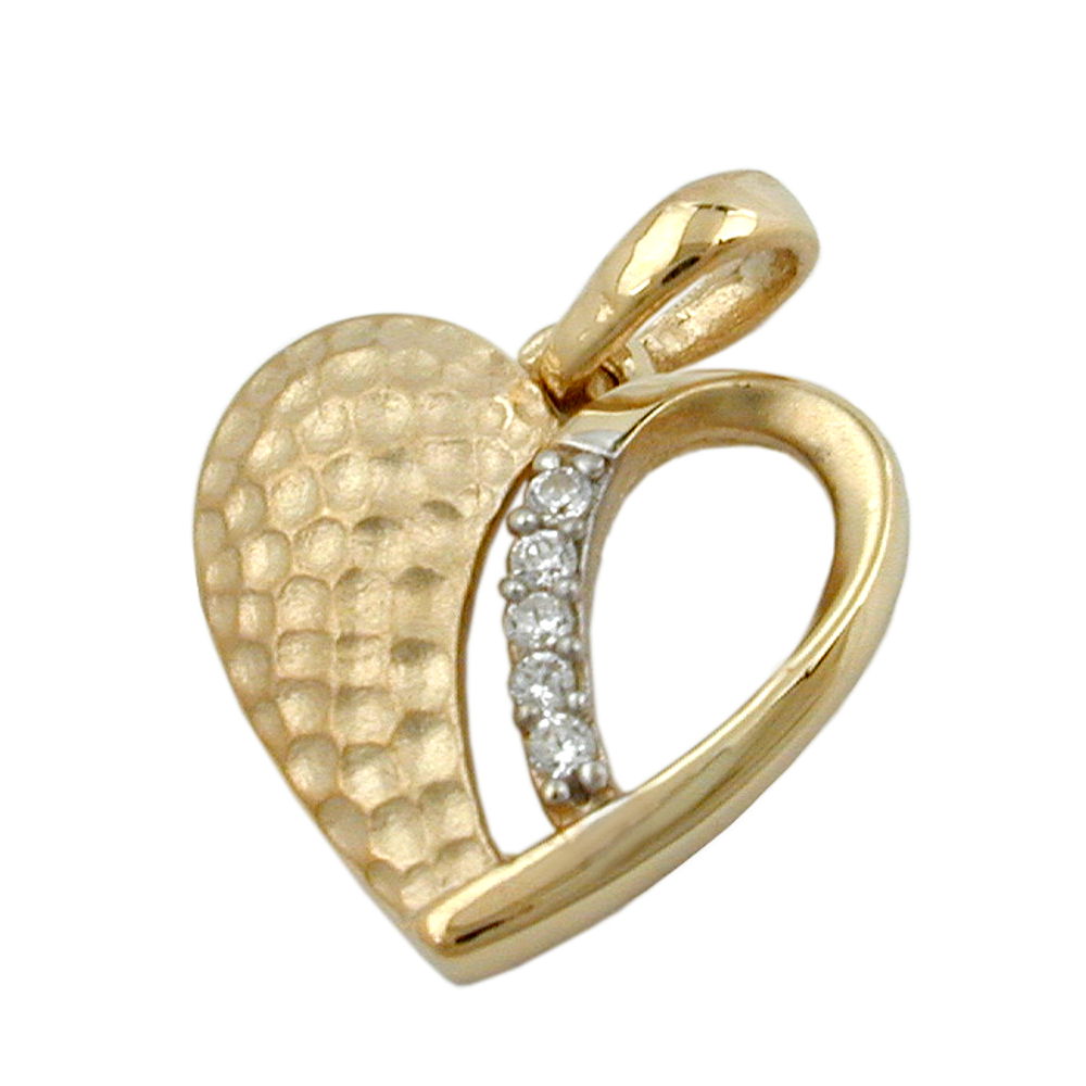 pendant heart two tone 9k gold