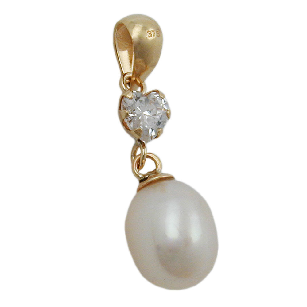 pendant pearl/zirconia 9k gold