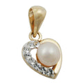 pendant heart pearl/zirconia 9k gold