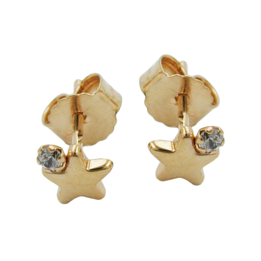 earrings star with zirconia 9k gold