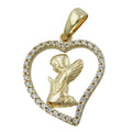 pendant praying angel in heart 9k gold