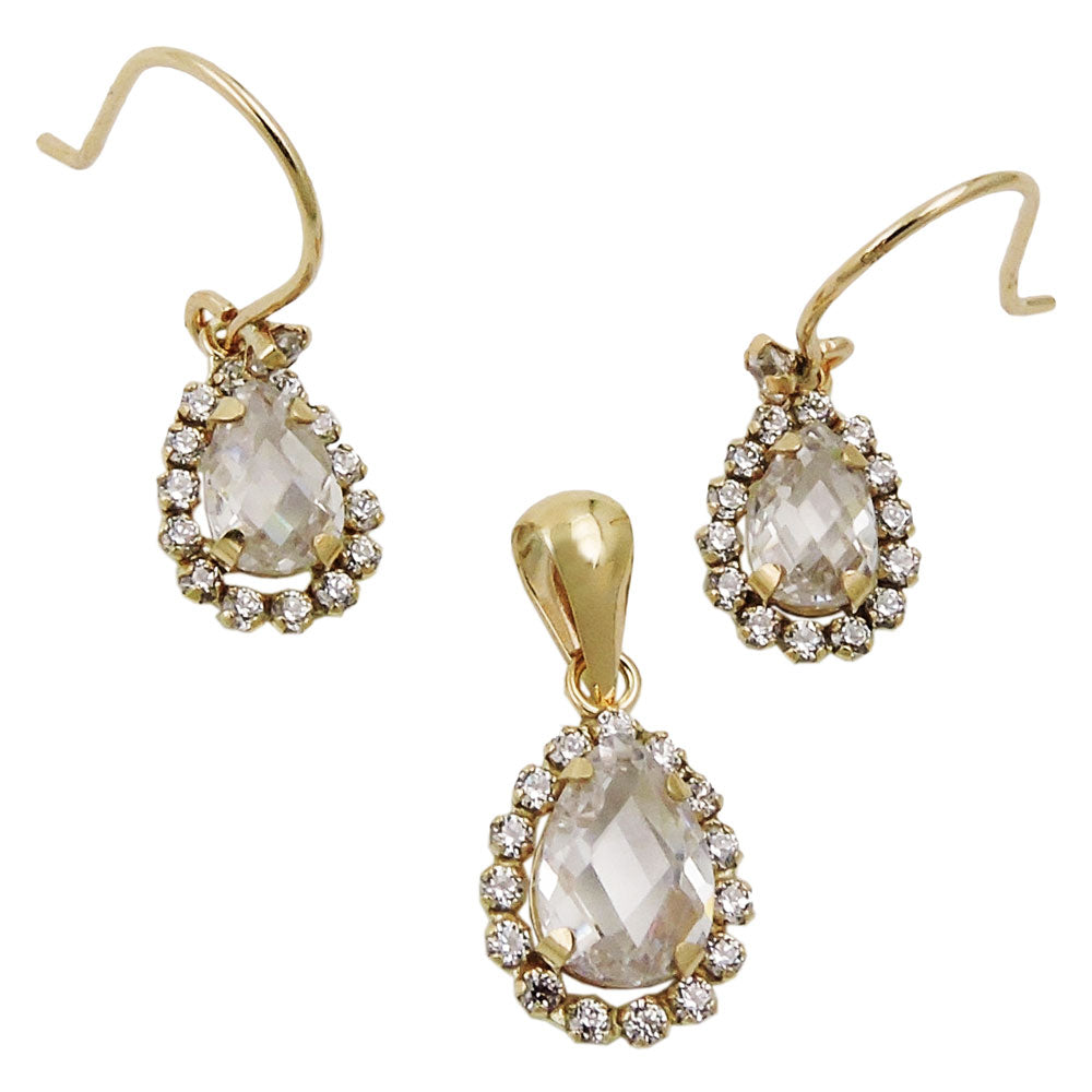 set earring/pendant zirconias 9k gold