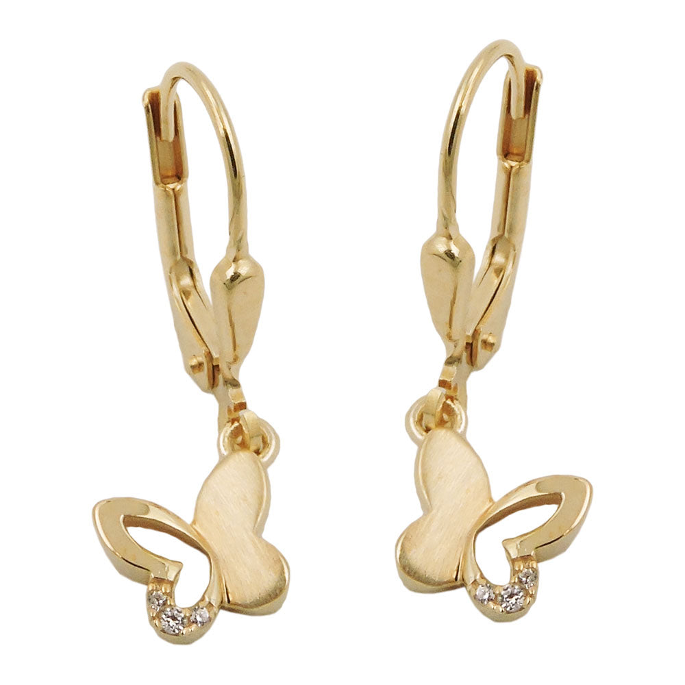 leverback earrings zirconia 9k gold