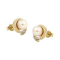 earring studs pearl zirconia 9k gold