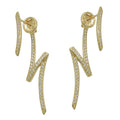 stud earrings 38x2mm lightning two-piece cubic zirconia 9k gold