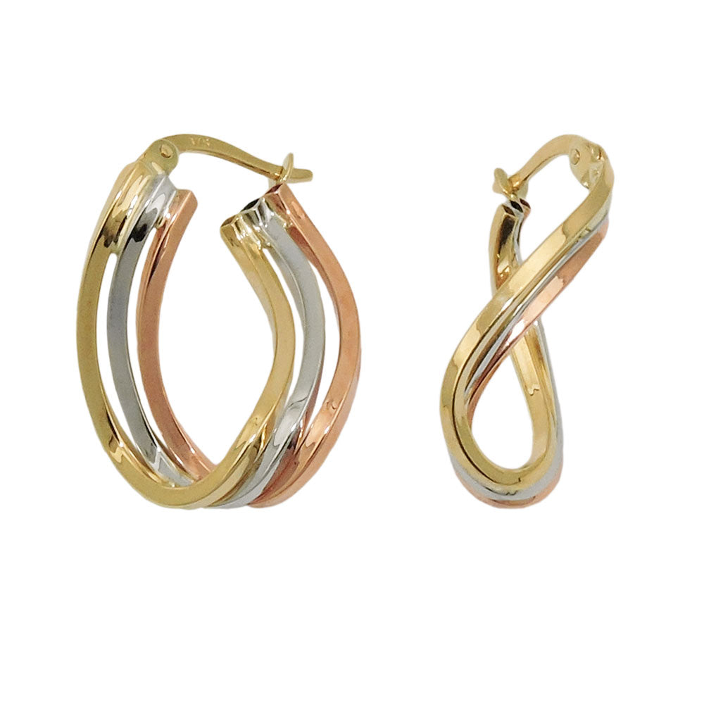 hoop earrings tricolor 9k gold
