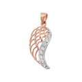 pendant 21x11mm angel wings bicolor with cubic zirconias 9k rose gold