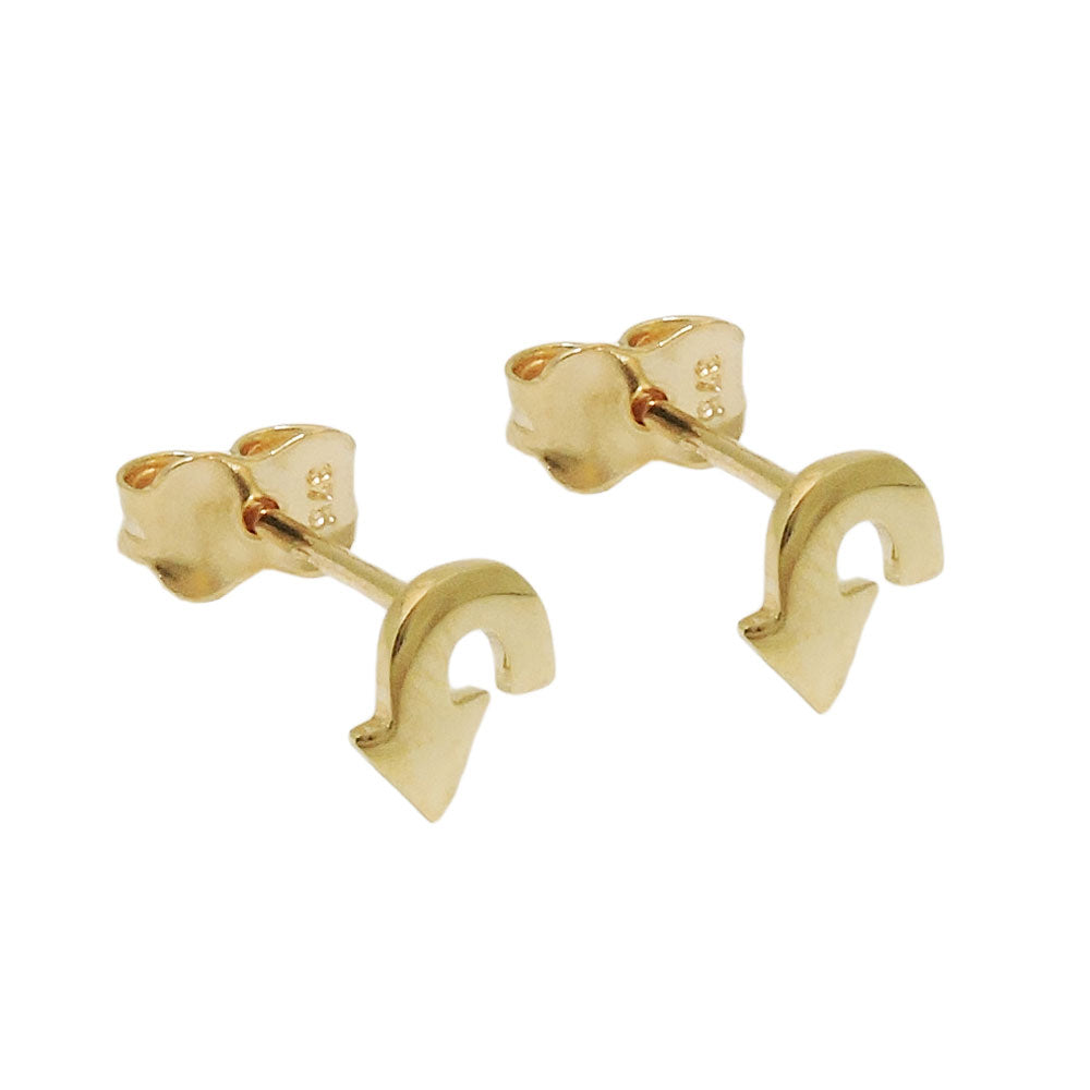 stud earrings 6x5mm curved arrow shiny 9k gold