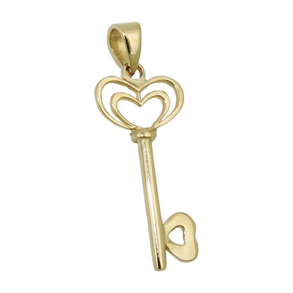 pendant 20x10mm heart key shiny 9k gold