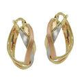 hoop earring 20x17x7mm tri-colour partially satin 9k gold