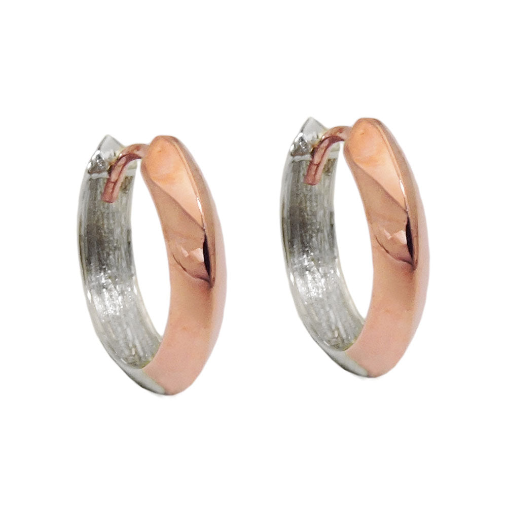 hoop earrings 14x3mm hinged hoop rose gold white gold bicolor alloyed 9k gold
