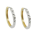 hoop earring 17x2mm hinged bicolor diamond cut 9k gold