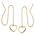 earrings thread 93x8mm chain with heart shiny 9kt gold