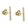 stud earrings 9x1mm bar each with 8 zirconias white 9kt gold