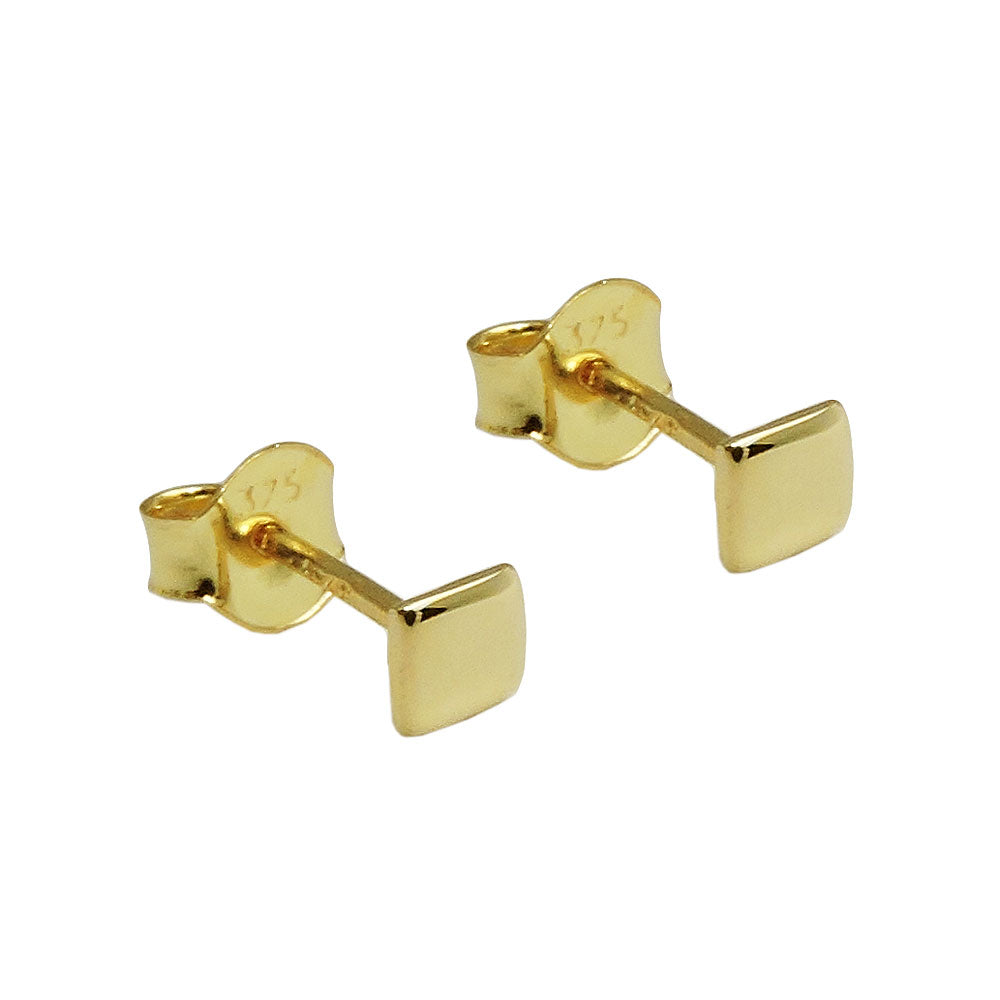 stud earrings 3,5mm square shiny flat 9k gold