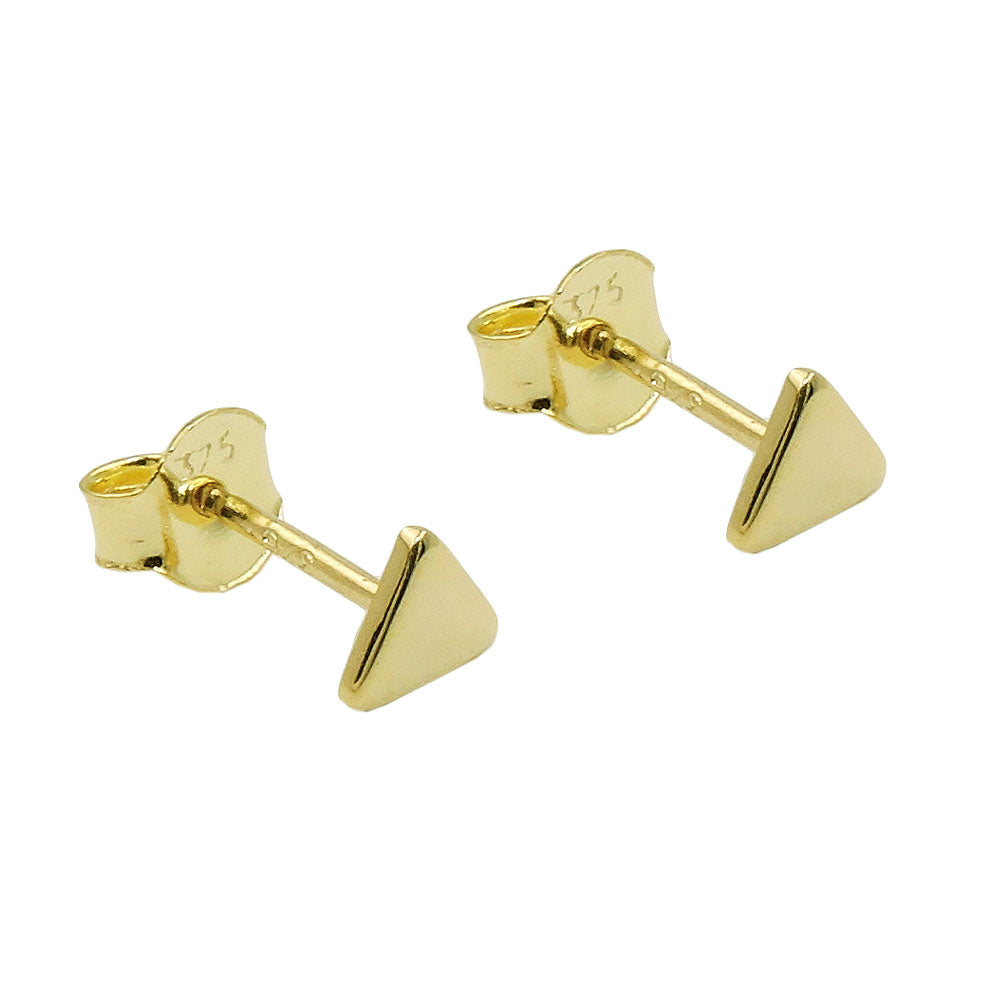 stud earrings 4x4mm triangle shiny flat 9k gold