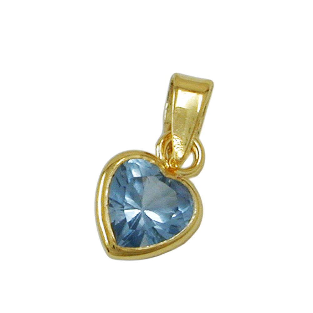 pendant aquamarin heart 9k gold