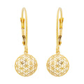leverback earring flower of life 9k gold